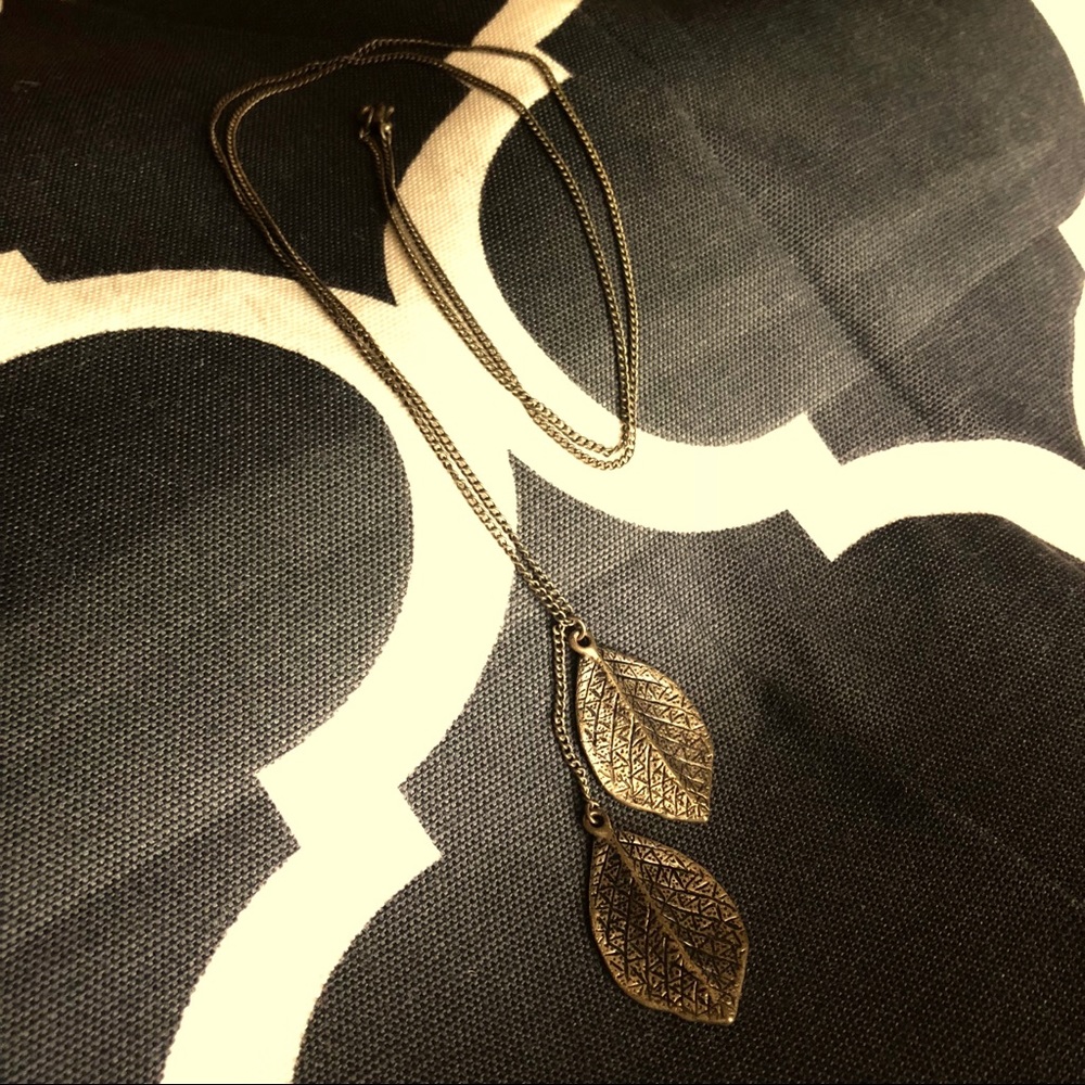 Long Gold Leaf Necklace